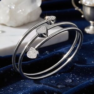 Minimalist Love 18K White Gold Plated Stainless Steel Wrap Bangle Bracelet